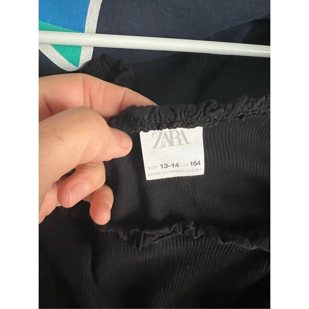 Zara black ruffled ribbed cropped tank top girls 12-14 L - Picture 3 of 3